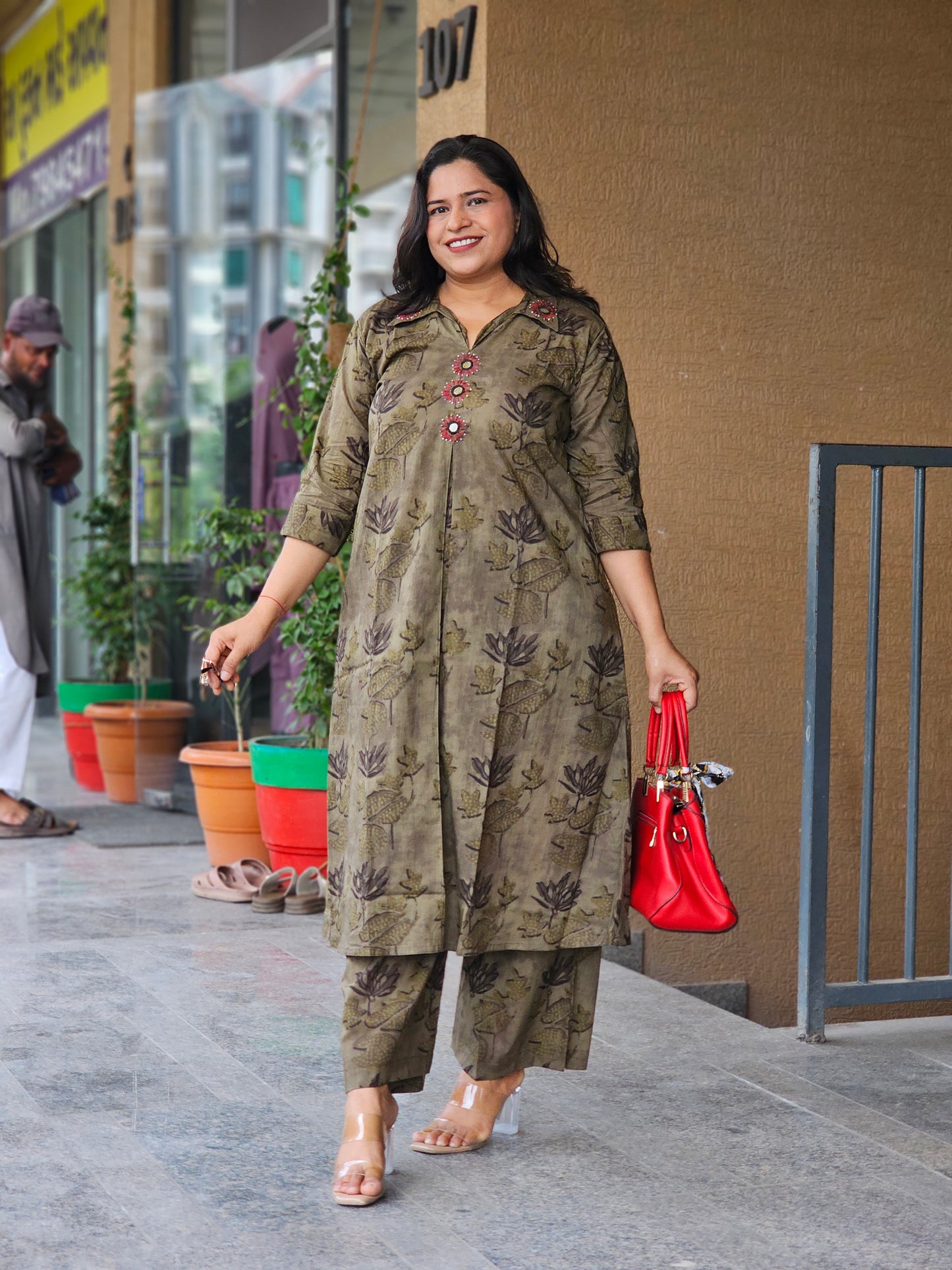 Olive Lotus Fusion Co-ord Set