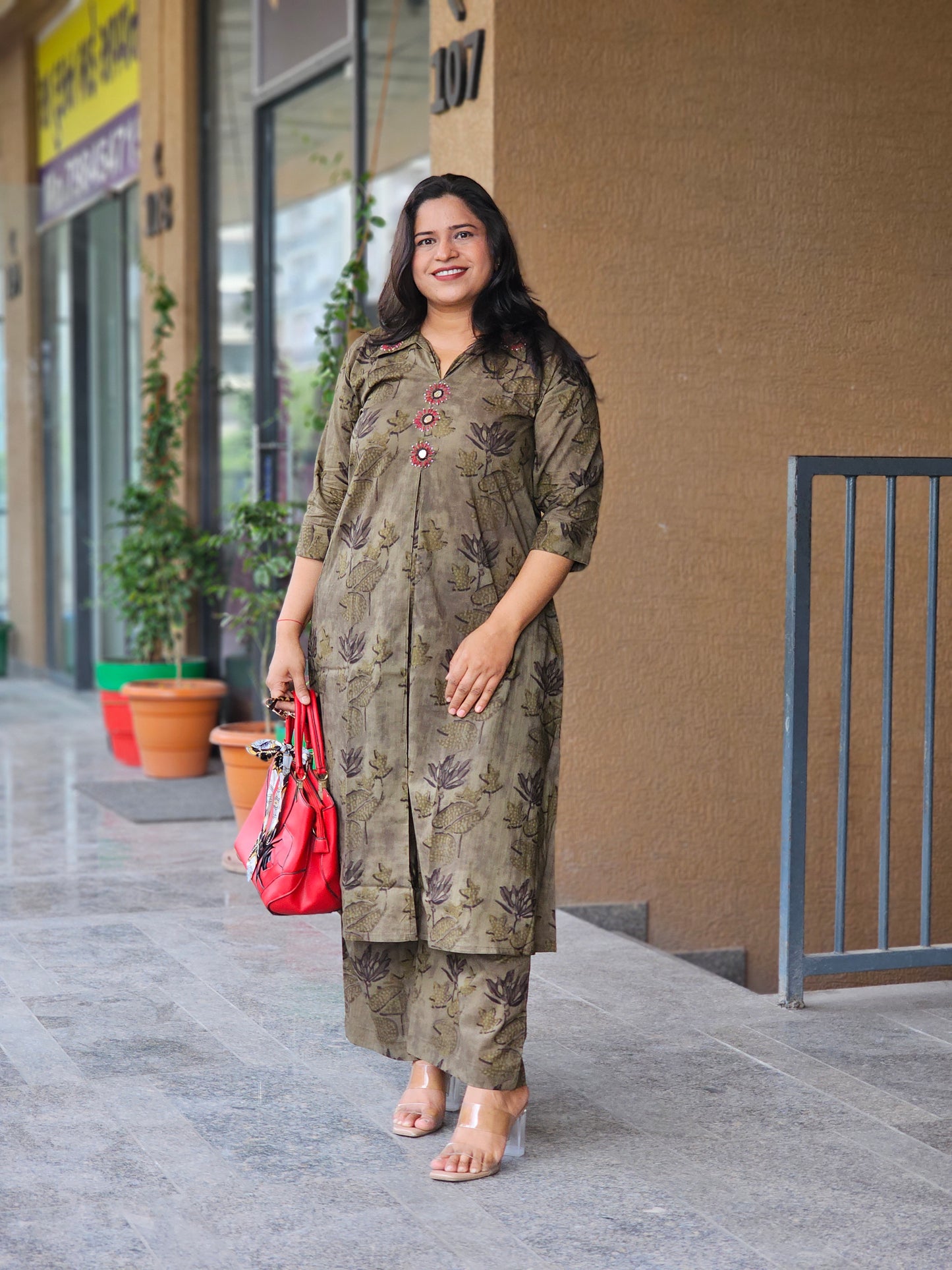 Olive Lotus Fusion Co-ord Set