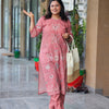 Peach Ajrakh Kurta-Plazo Set