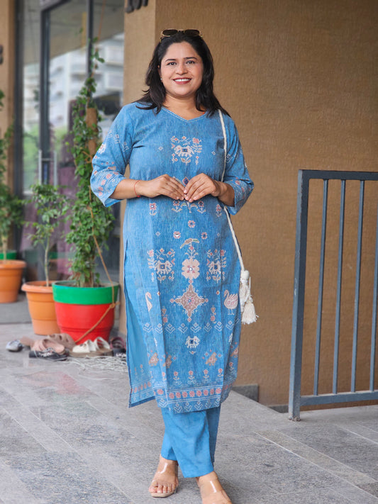 Indigo Blue Kurta-Plazo Set