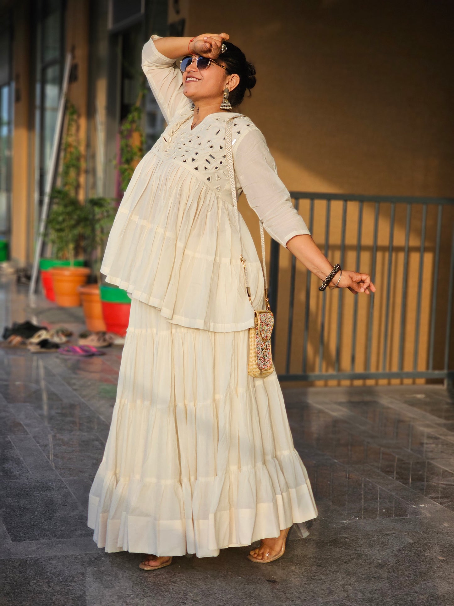 Off-White Flare Chaniya Choli