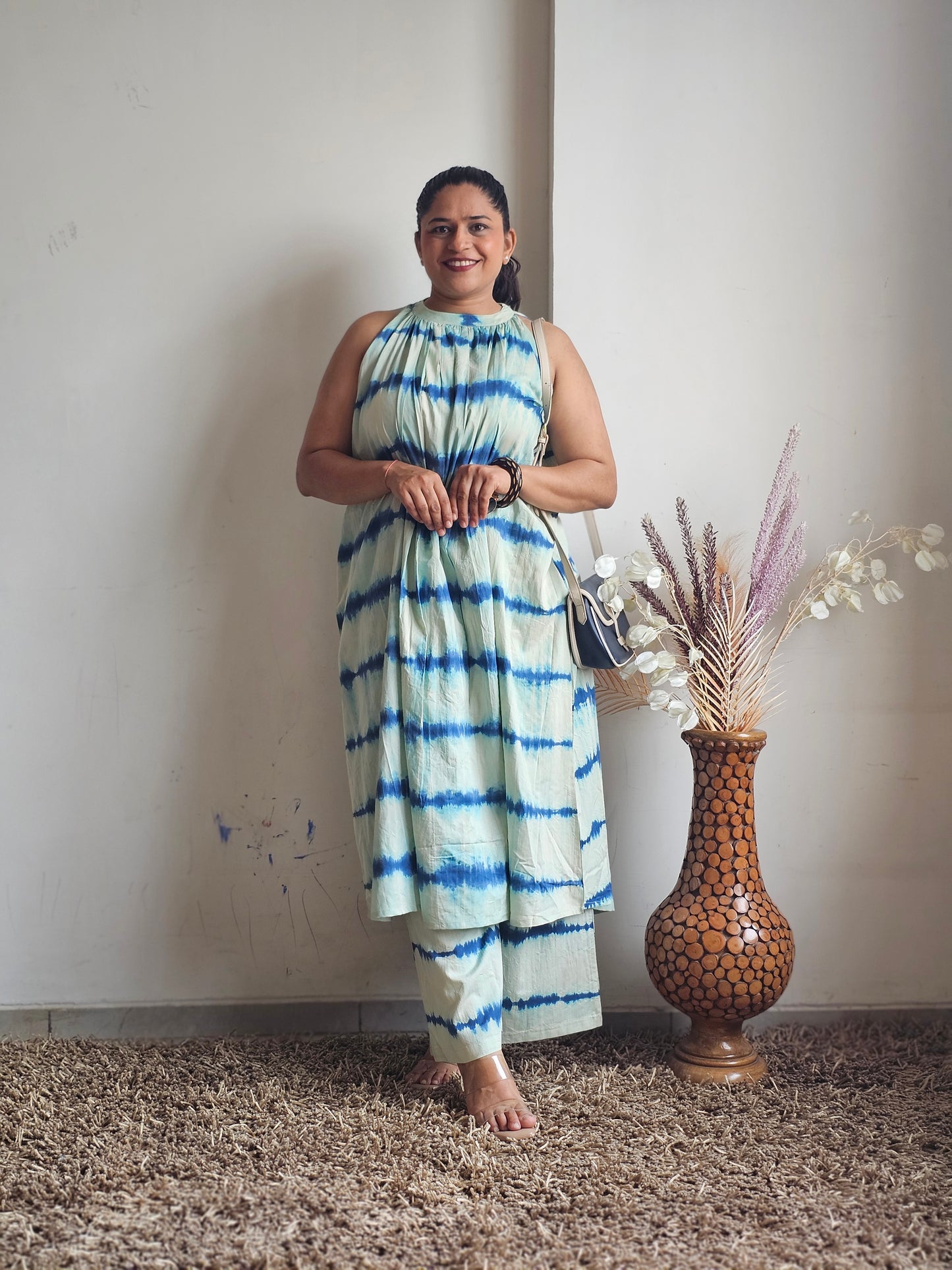 Ocean Blue Tie-Dye Halter Co ord Set