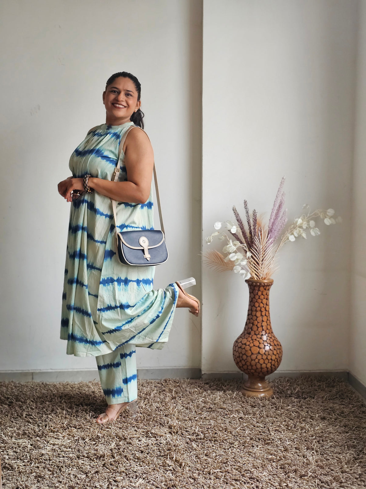Ocean Blue Tie-Dye Halter Co ord Set