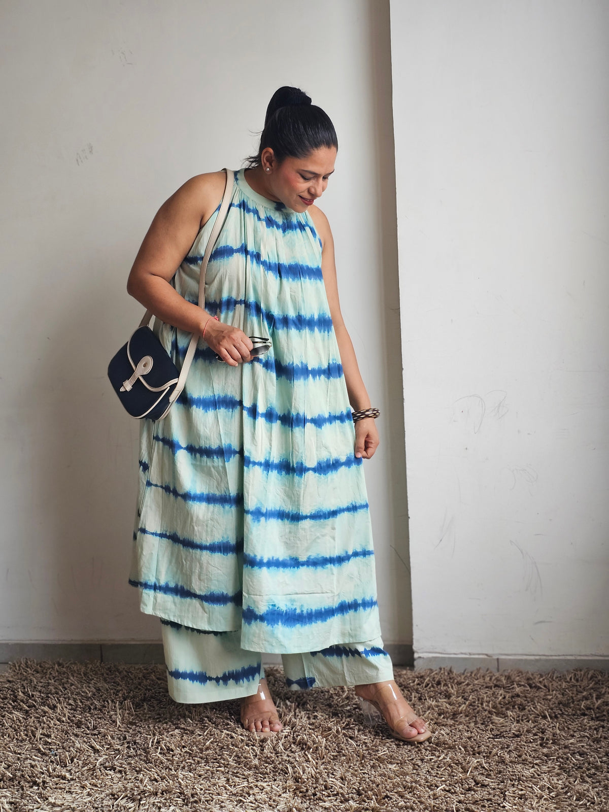 Ocean Blue Tie-Dye Halter Co ord Set