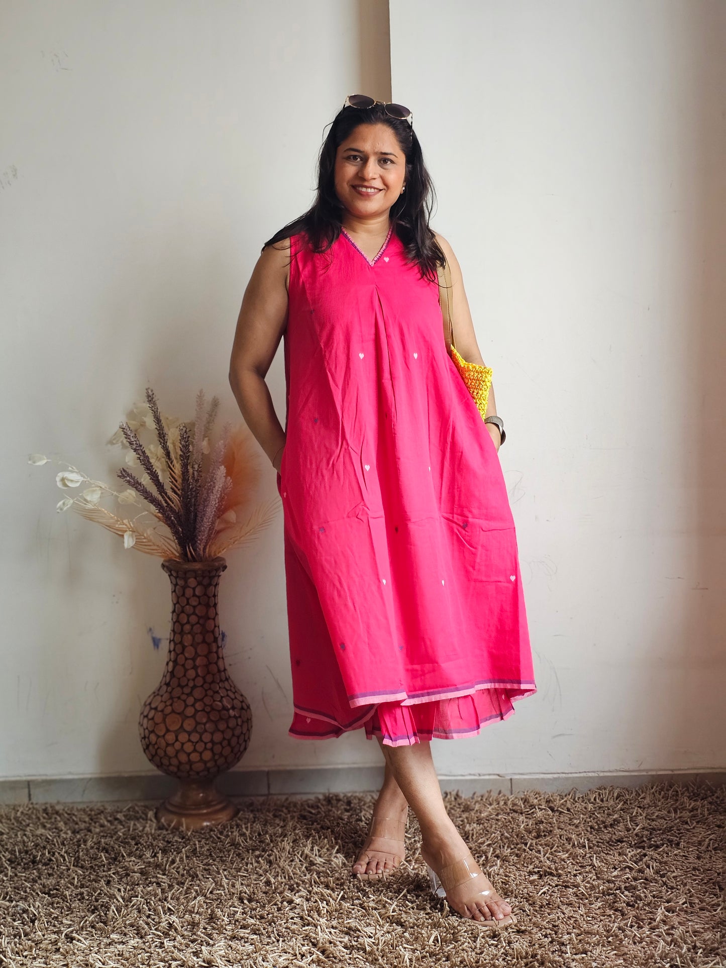 Rani Pink Layered Sleeveless Dress