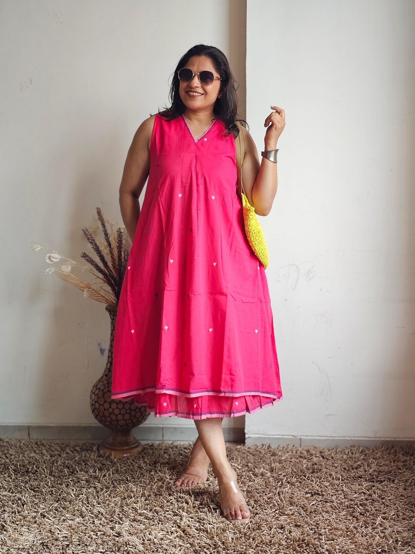 Rani Pink Layered Sleeveless Dress