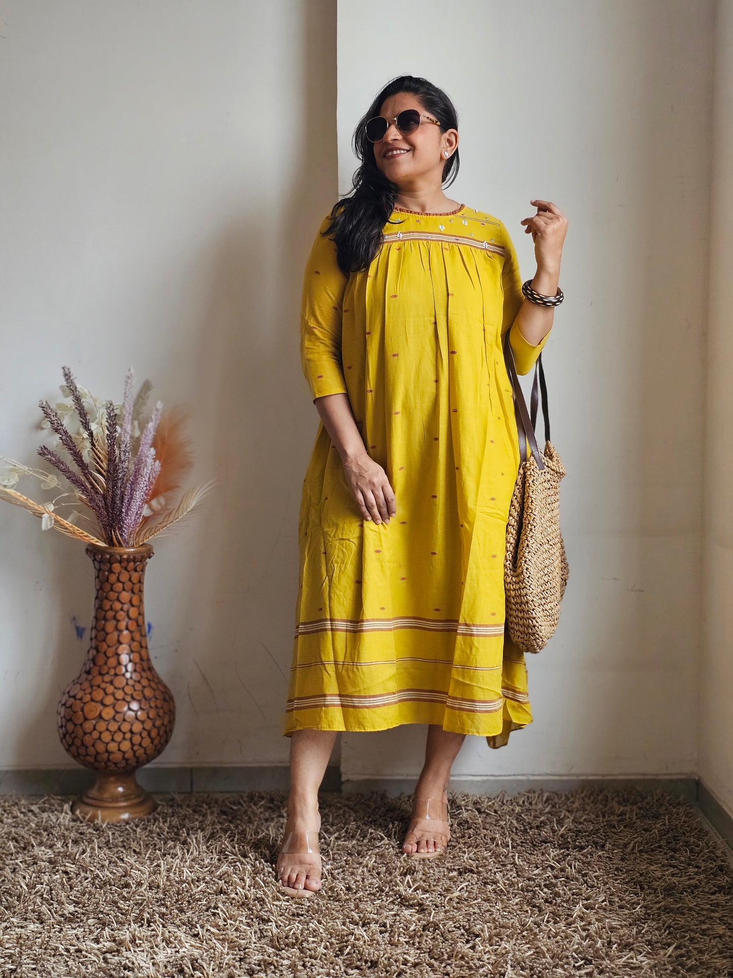 Mustard Yellow Flared Dress
