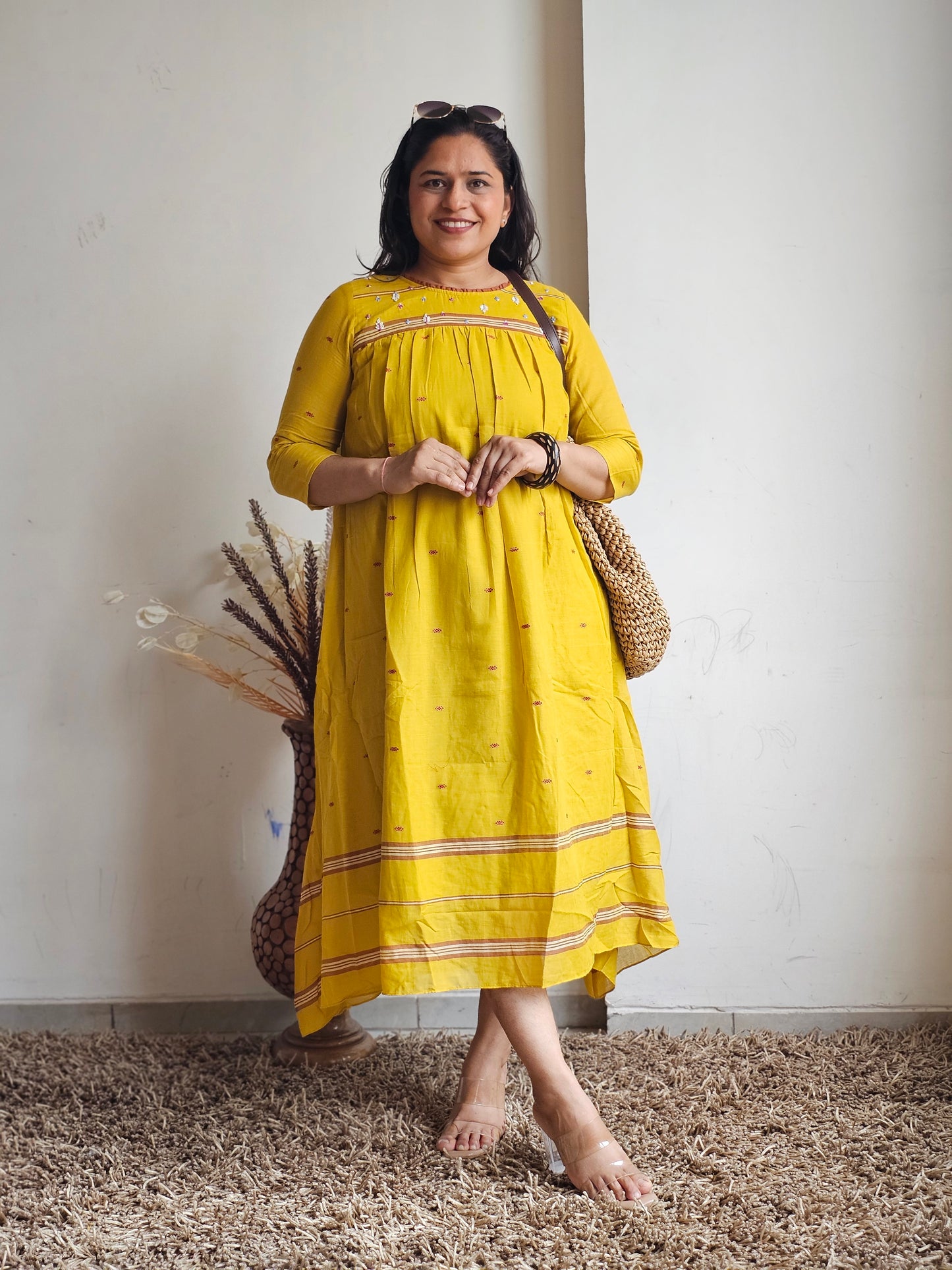 Mustard Yellow Flared Dress