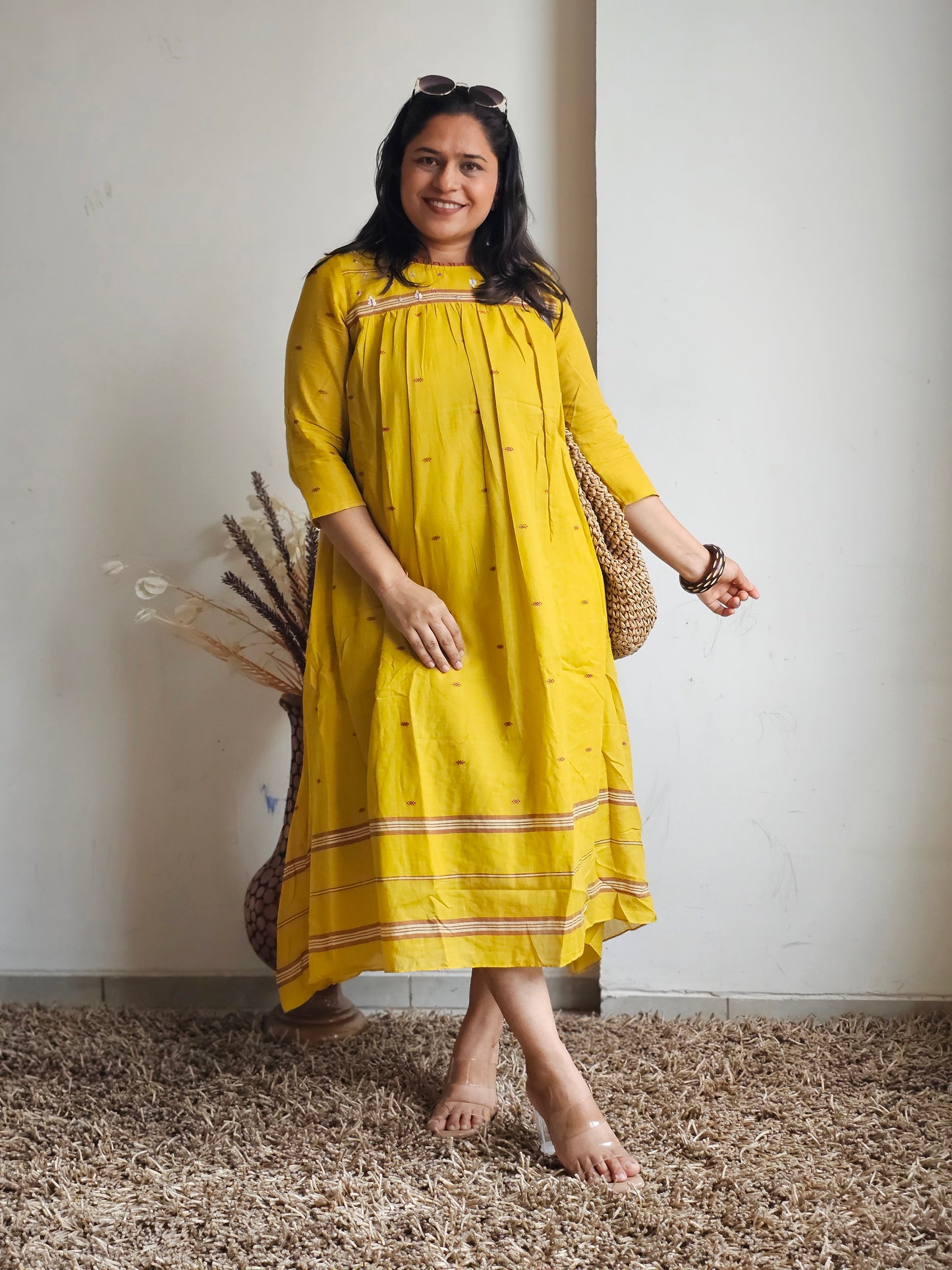 Mustard Yellow Flared Dress