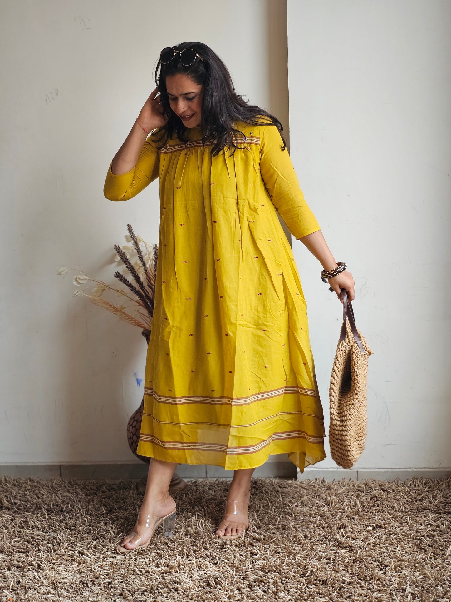 Mustard Yellow Flared Dress