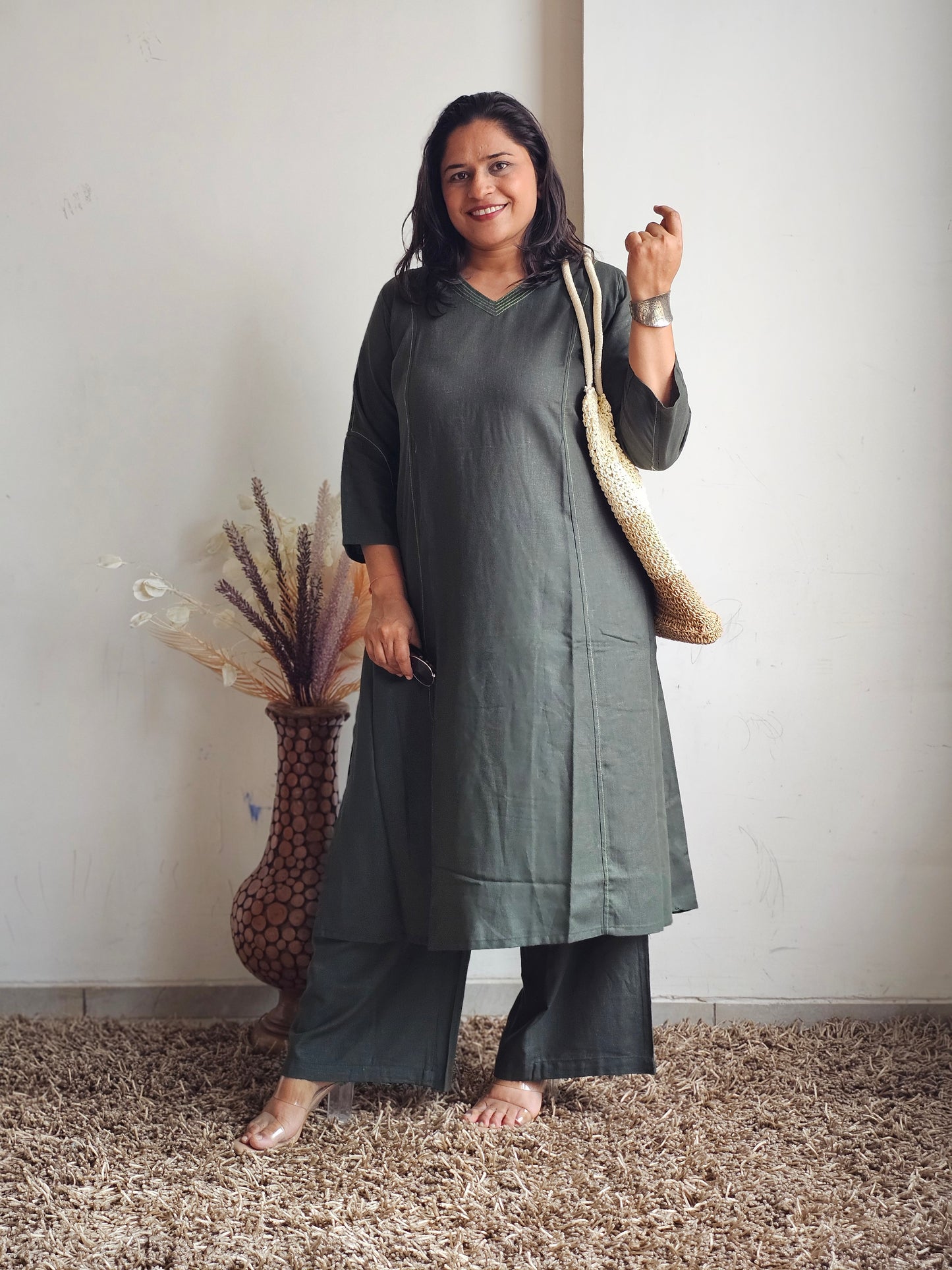 Sage Green  Kurta & Palazzo Set