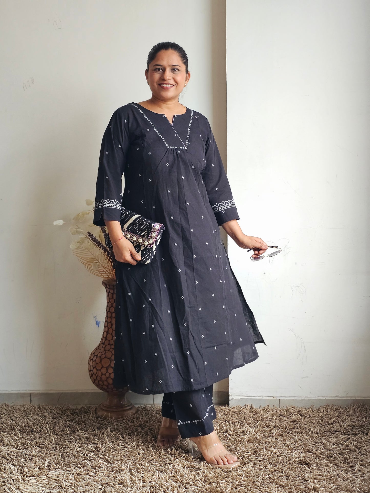 Midnight Black A-Line Kurta Set