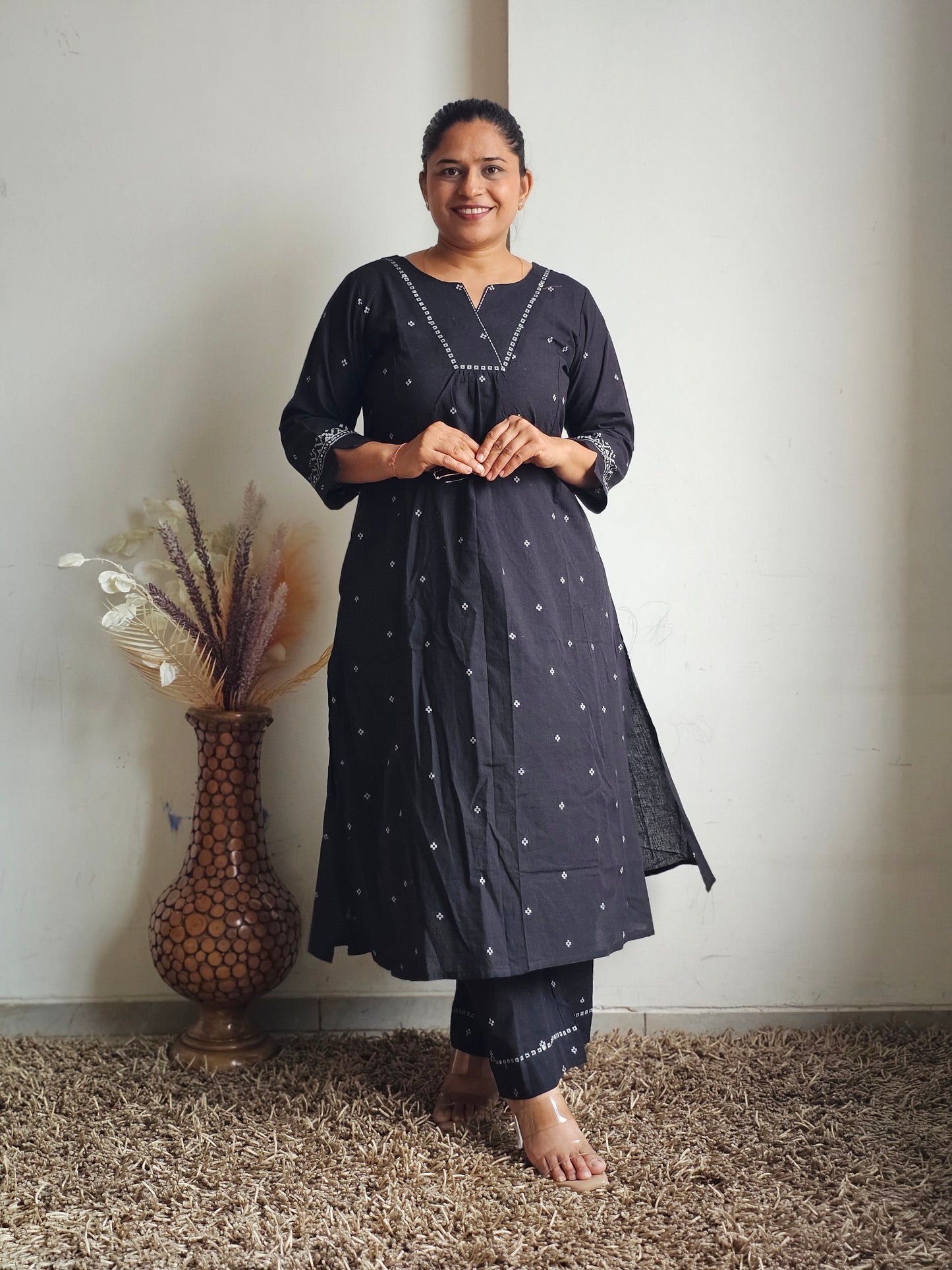 Midnight Black A-Line Kurta Set