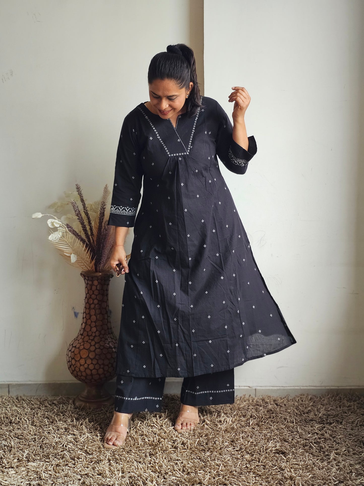 Midnight Black A-Line Kurta Set