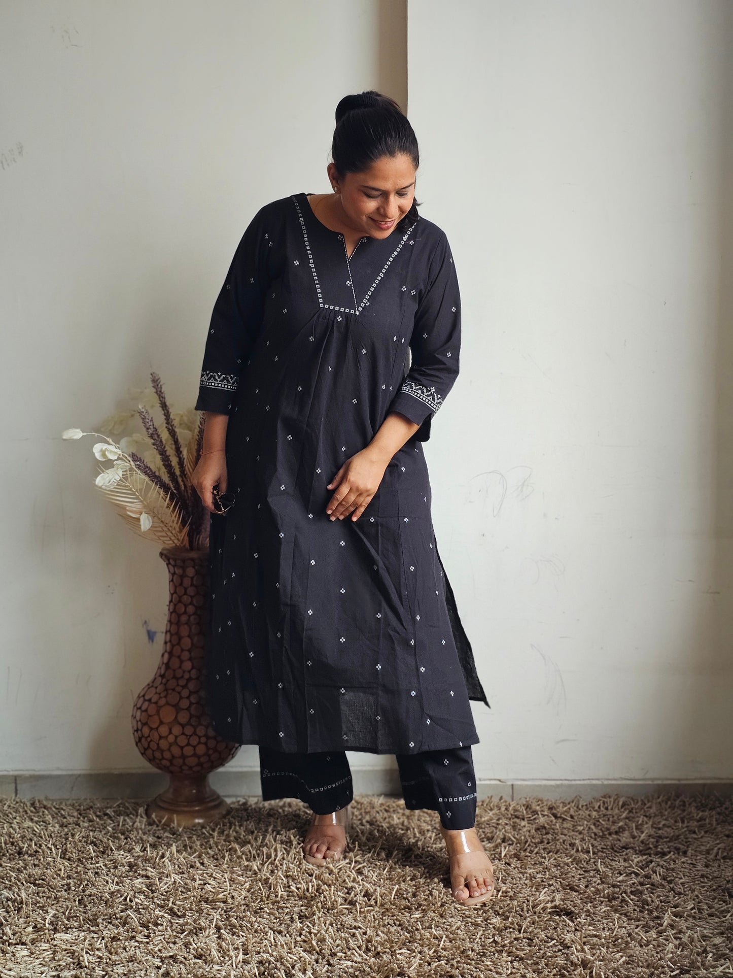 Midnight Black A-Line Kurta Set