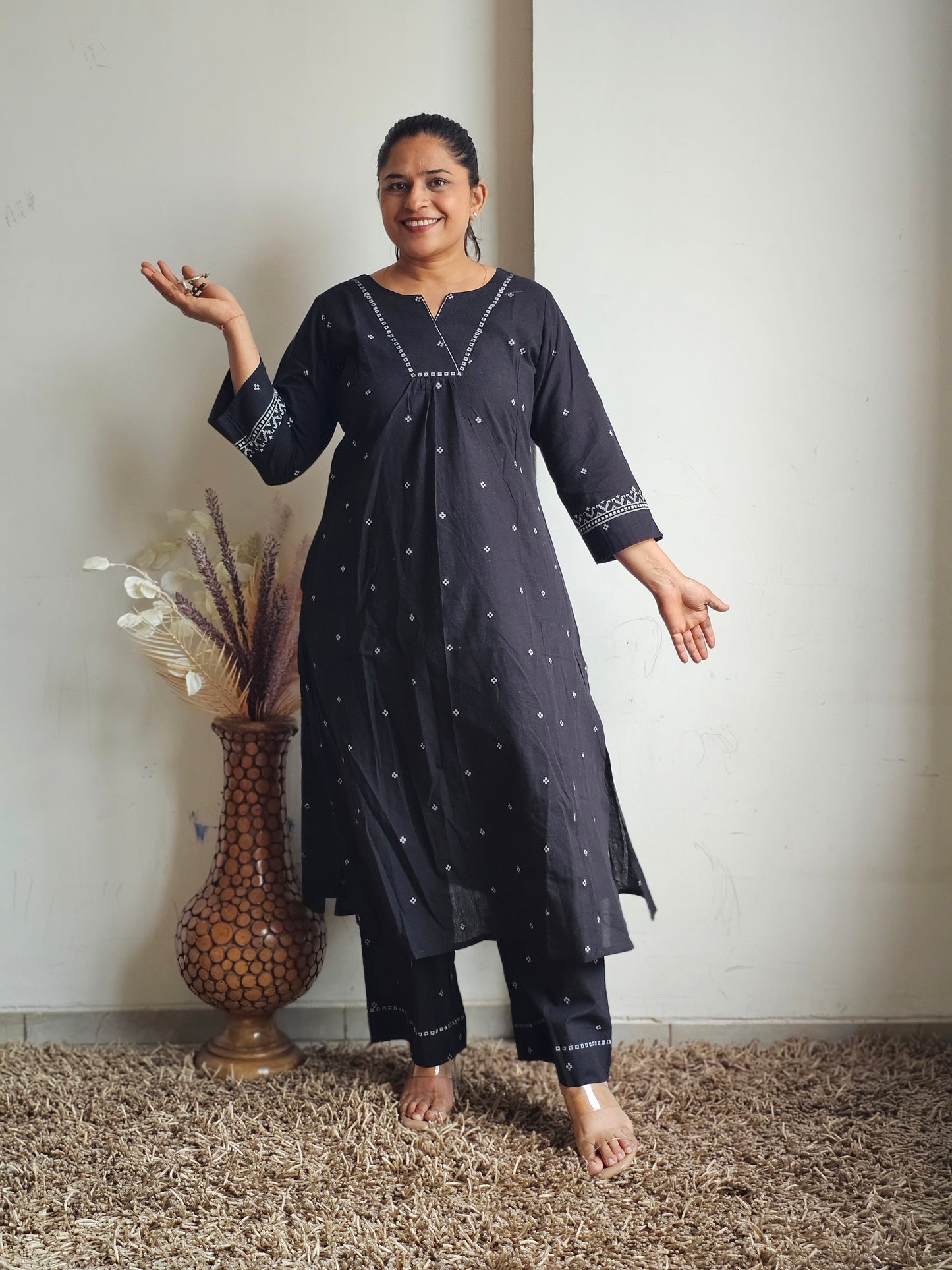 Midnight Black A-Line Kurta Set