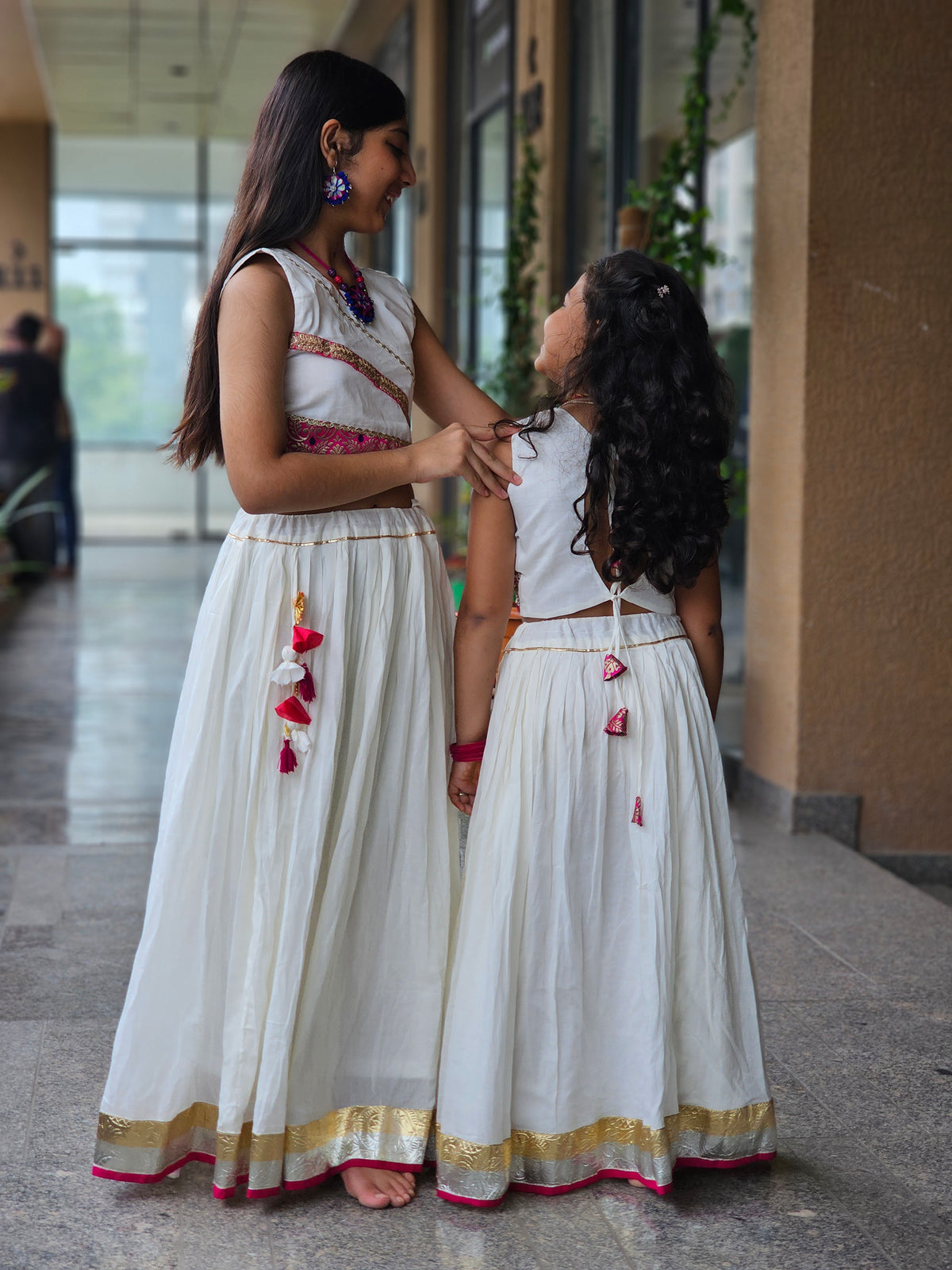 Off-White Embroidered Chaniya Choli Set