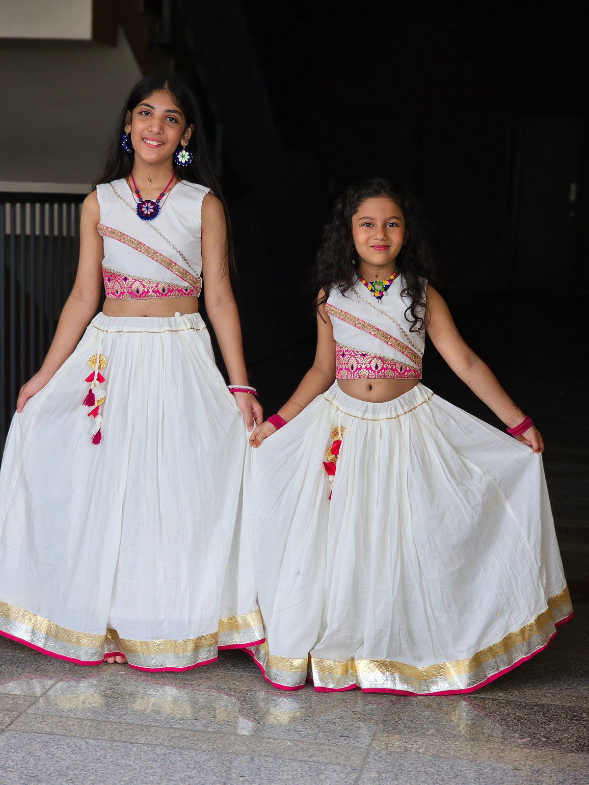 Off-White Embroidered Chaniya Choli Set