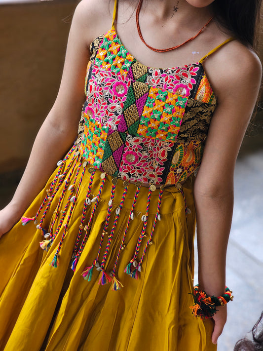 Mustard Patchwork Chaniya choli