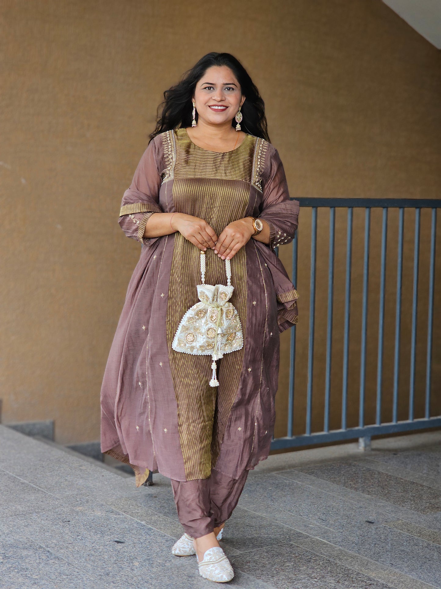 Brown Hand-Embroidered Three-Piece Suit