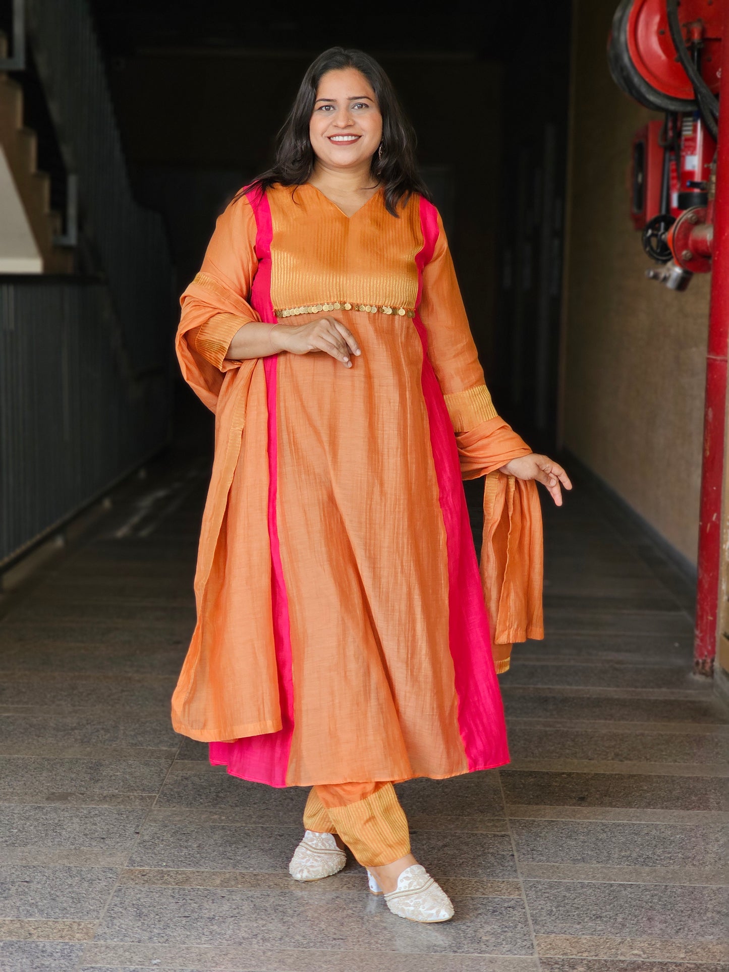 Orange & Pink Three-Piece Suit Set