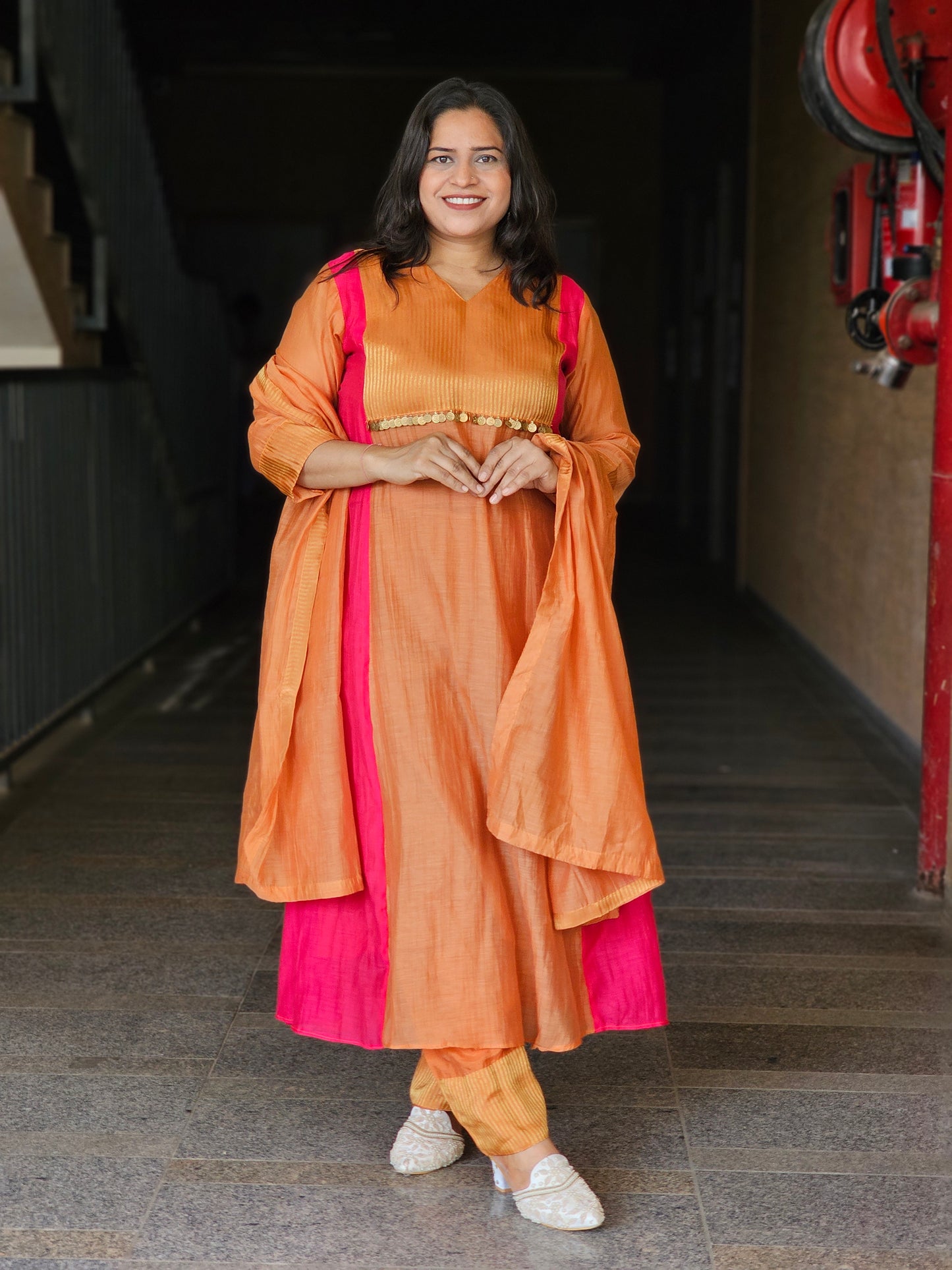 Orange & Pink Three-Piece Suit Set