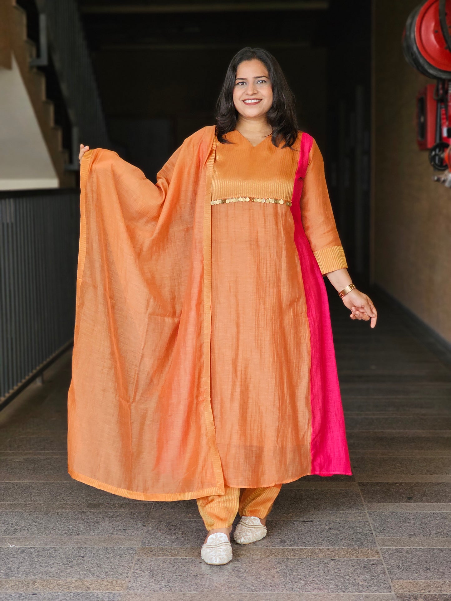 Orange & Pink Three-Piece Suit Set