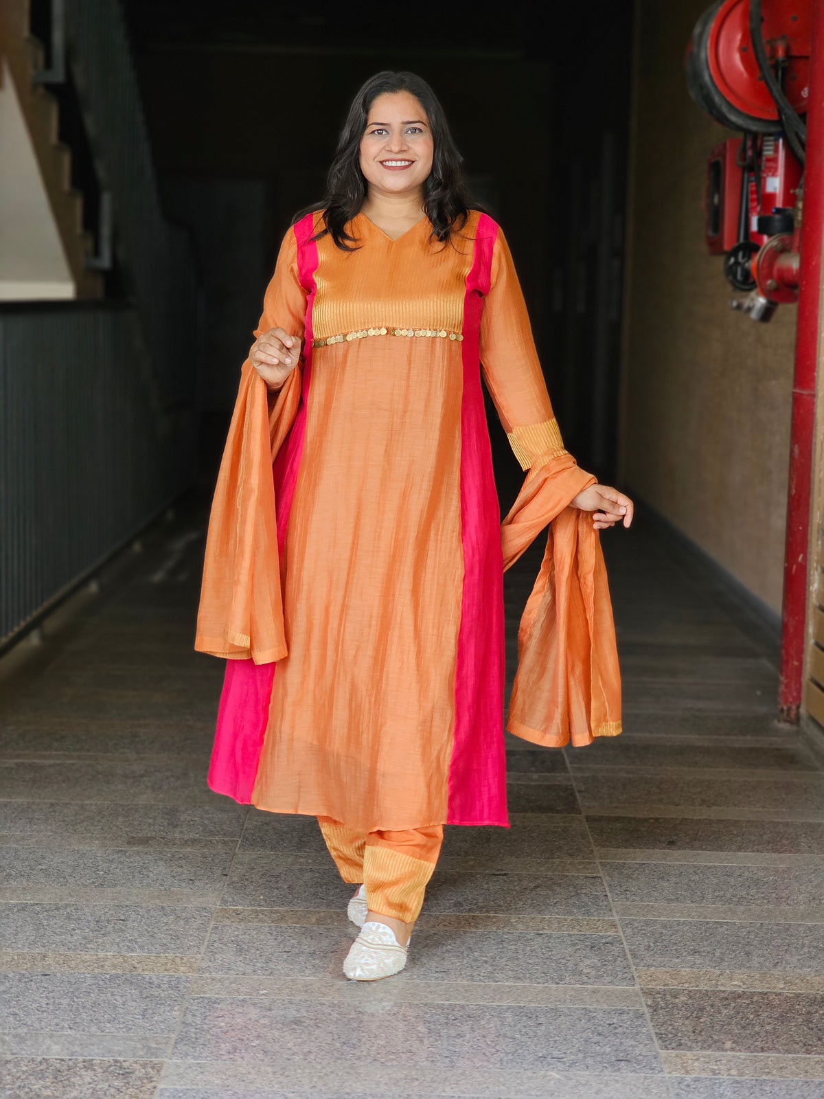 Orange & Pink Three-Piece Suit Set