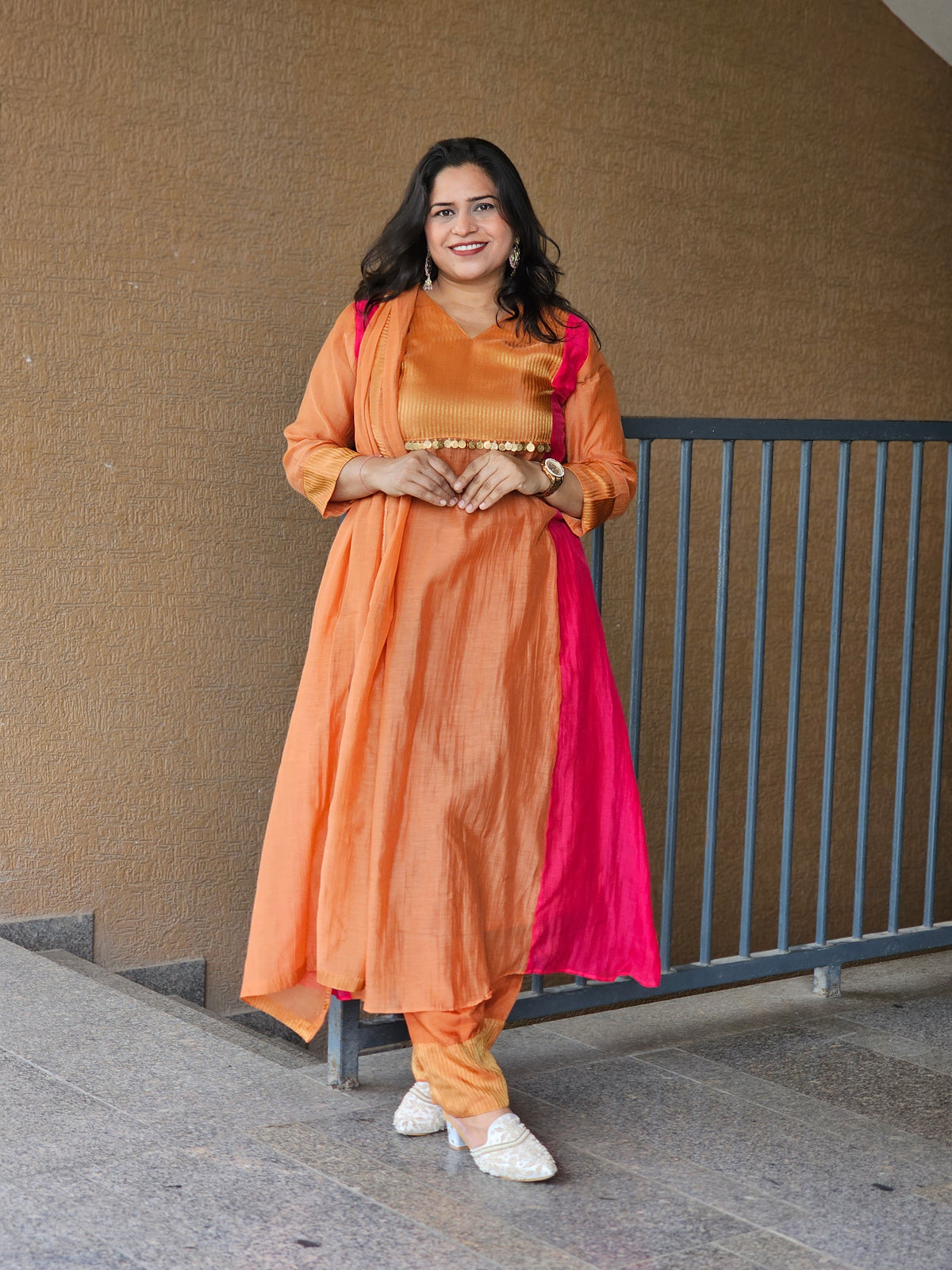 Orange & Pink Three-Piece Suit Set