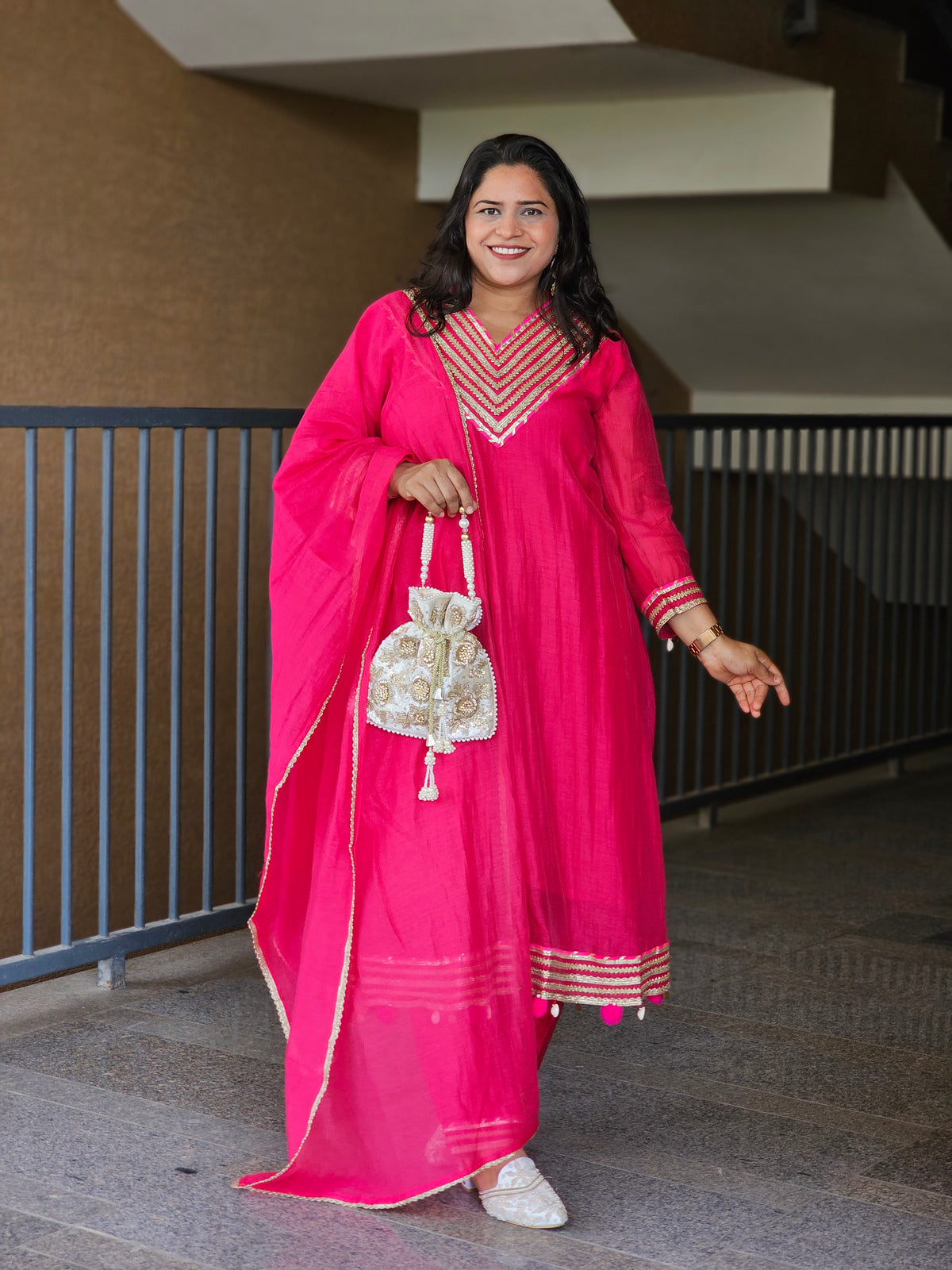 Rani Pink Gota Patti Silk Suit Set