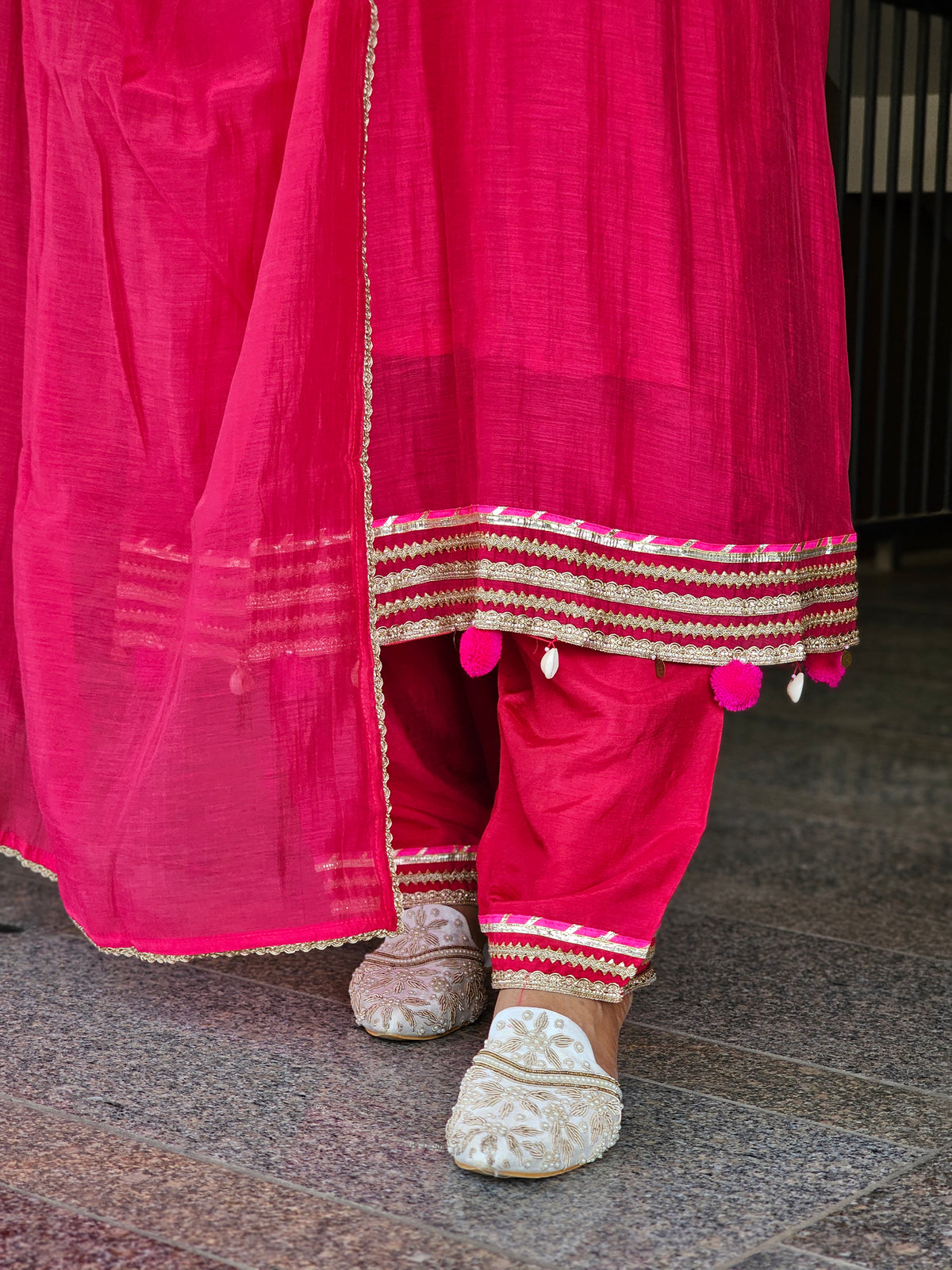 Rani Pink Gota Patti Silk Suit Set