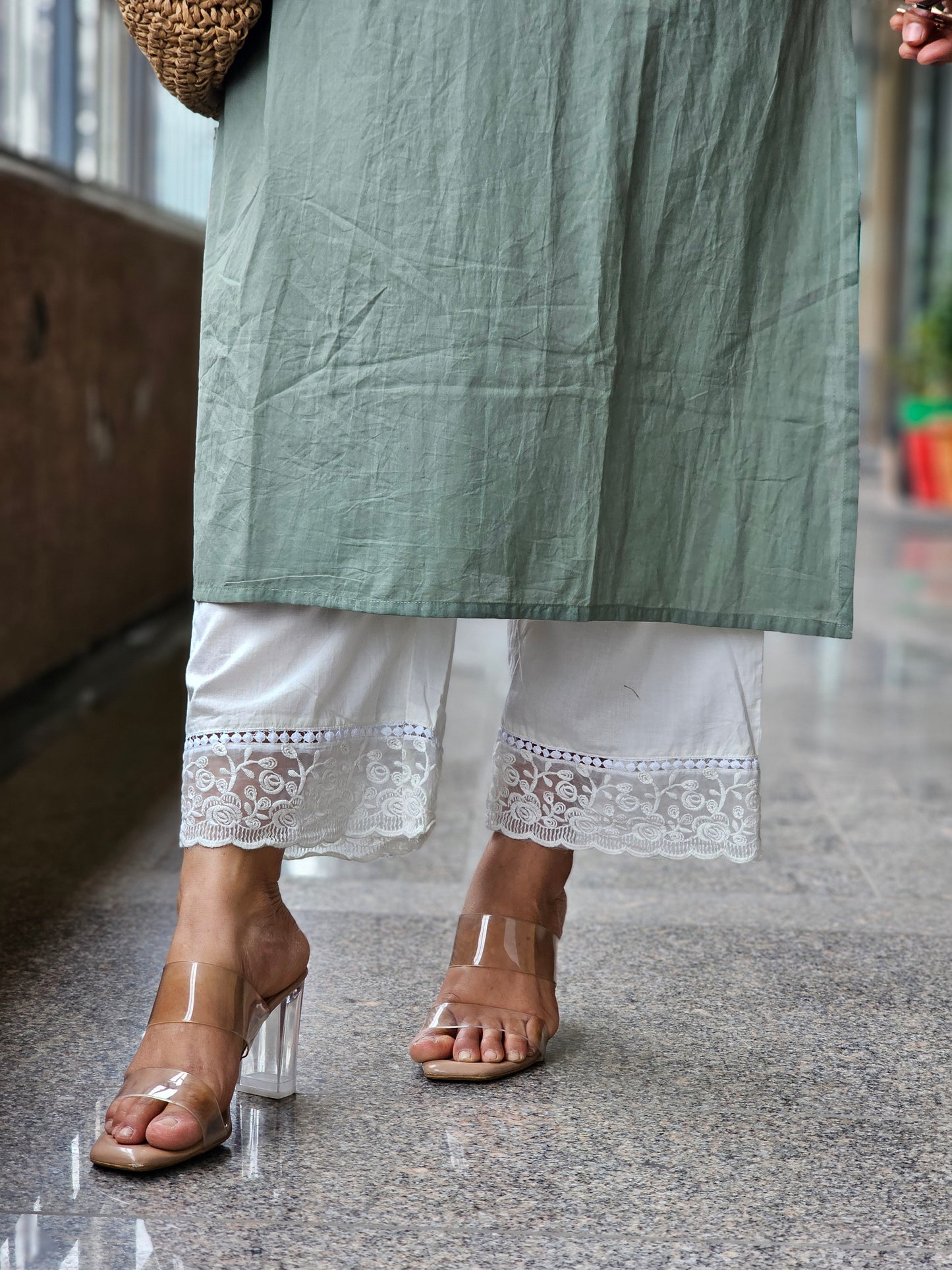 Sage Green Solid Kurta Plazo Set