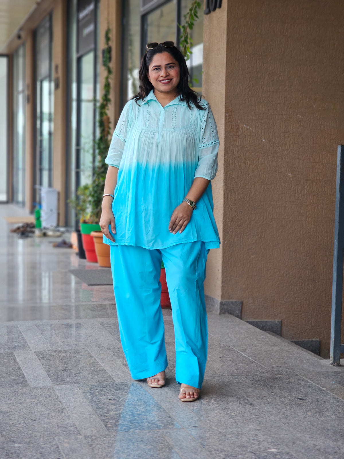 Sky Blue Farsi Co-Ord Set