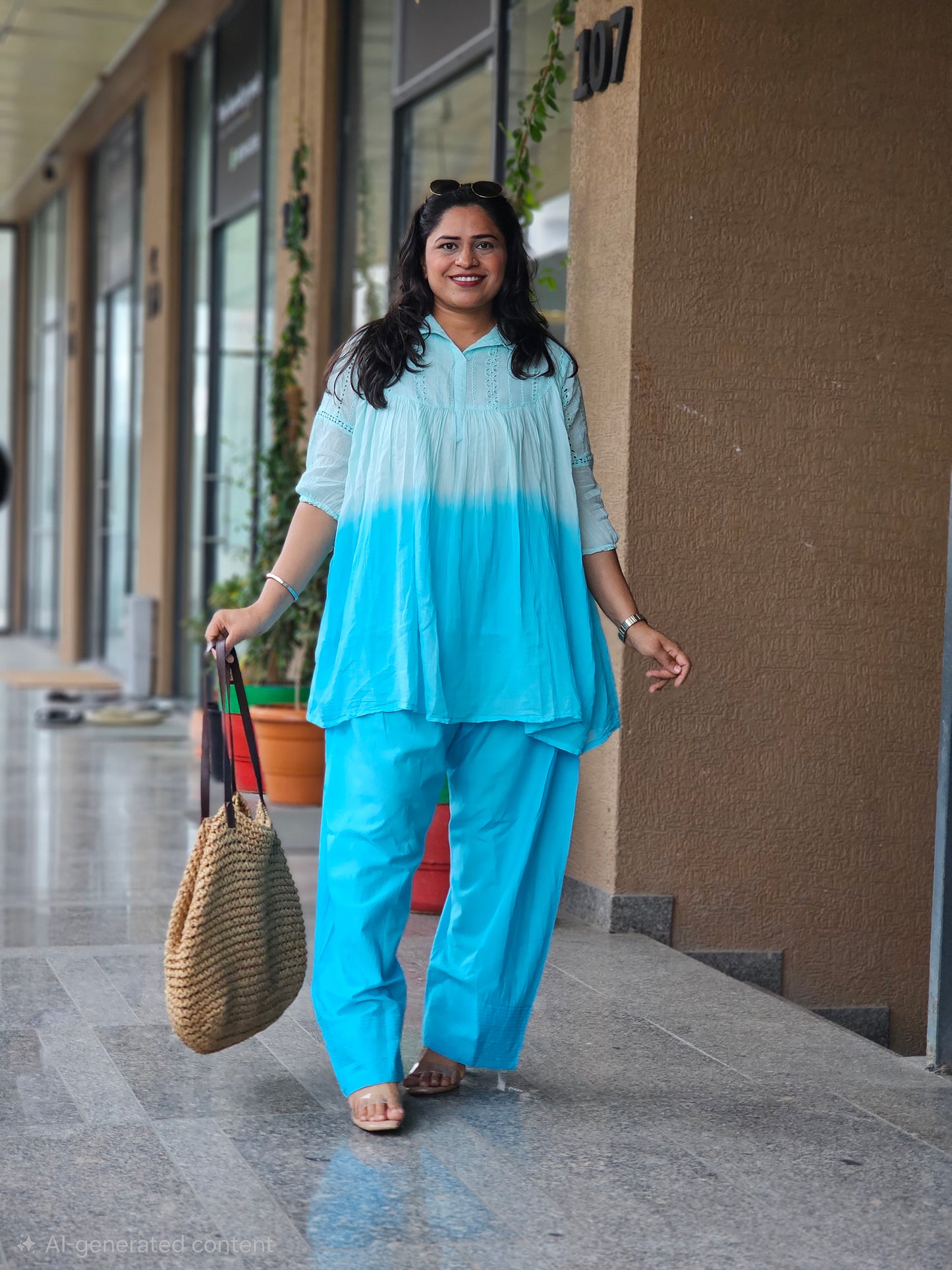 Sky Blue Farsi Co-Ord Set