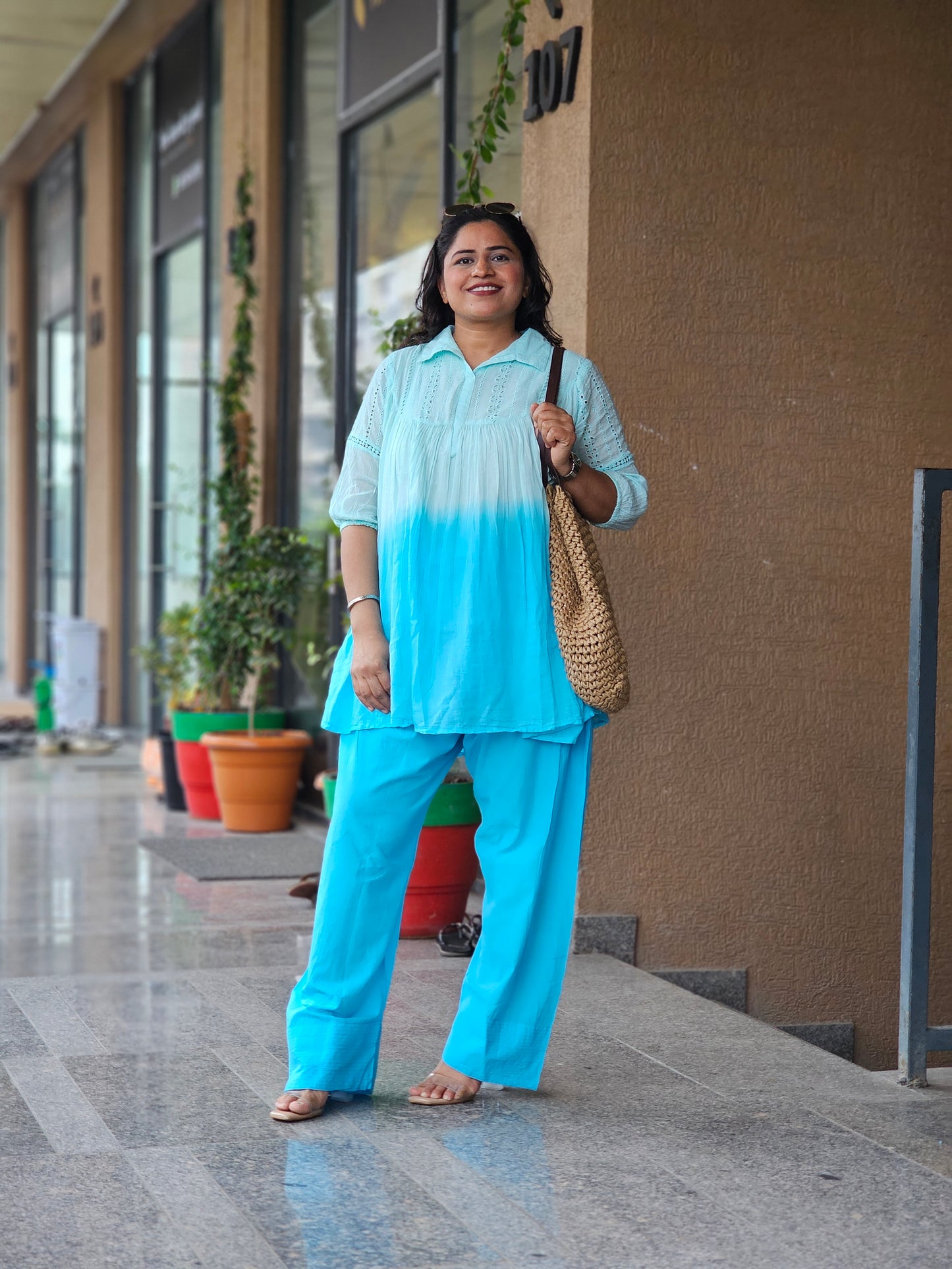 Sky Blue Farsi Co-Ord Set