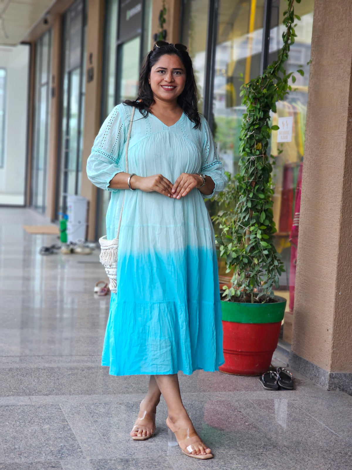 Sky Blue Tiered Dress