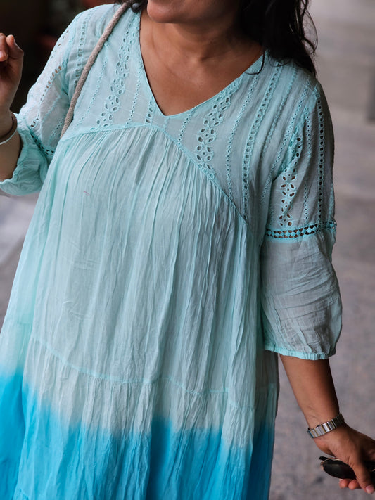 Sky Blue Tiered Dress