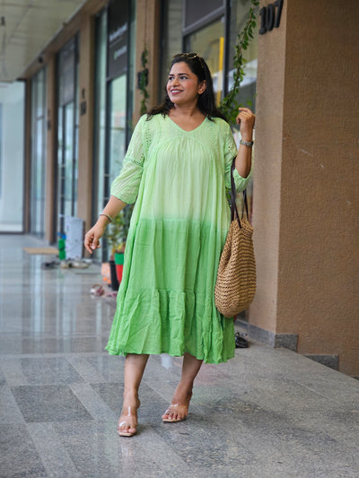 Lime Gradient Tiered Dress