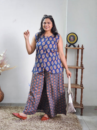 Blue Block Print Cotton Co-ord Set