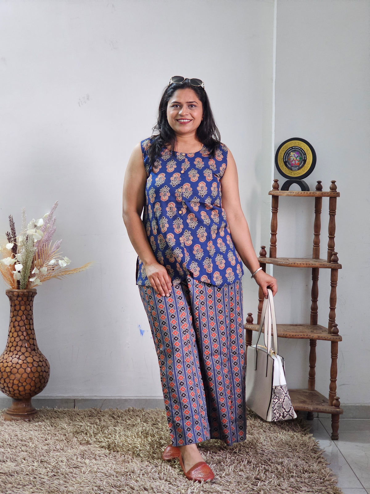 Blue Block Print Cotton Co-ord Set