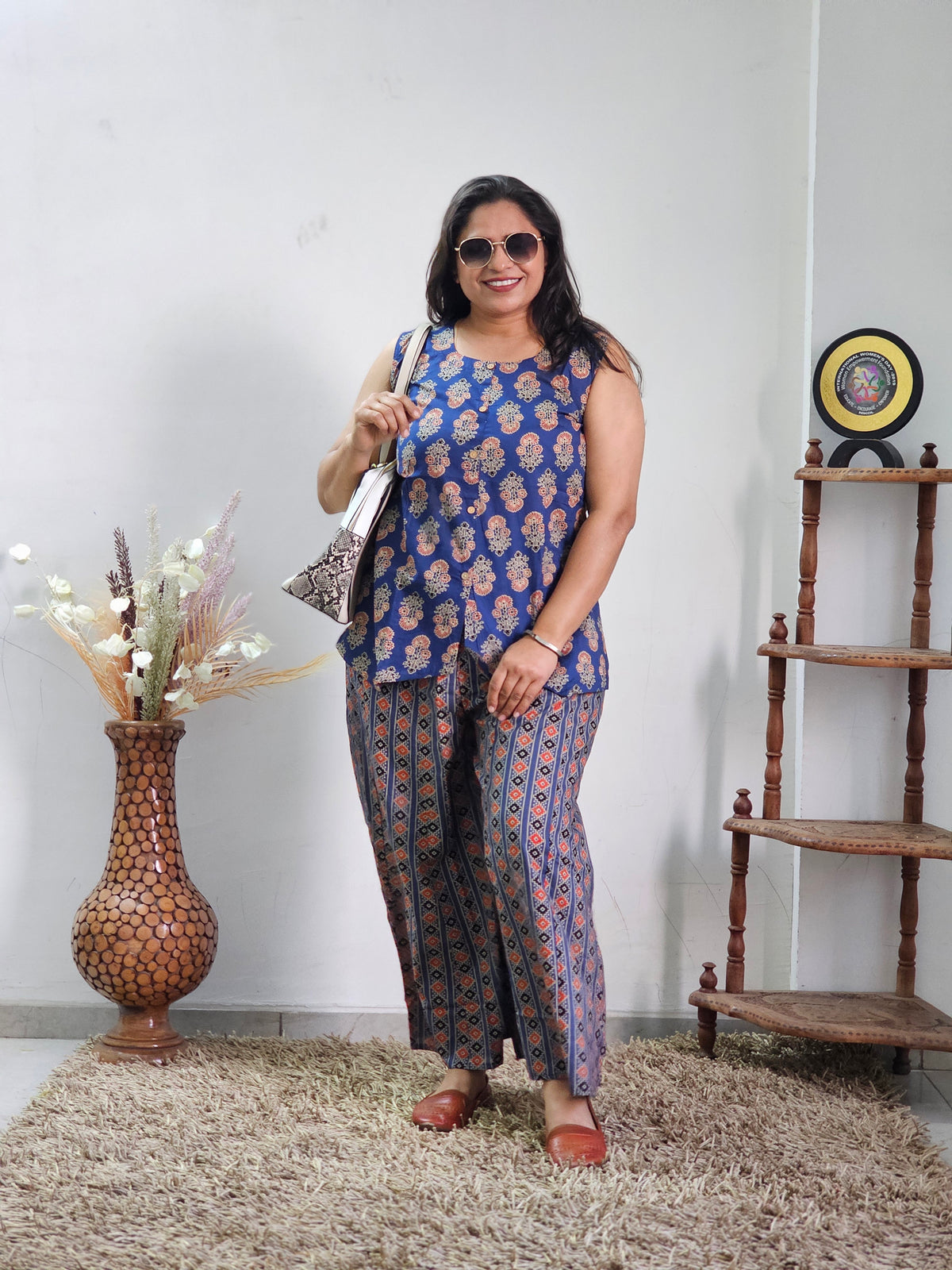 Blue Block Print Cotton Co-ord Set