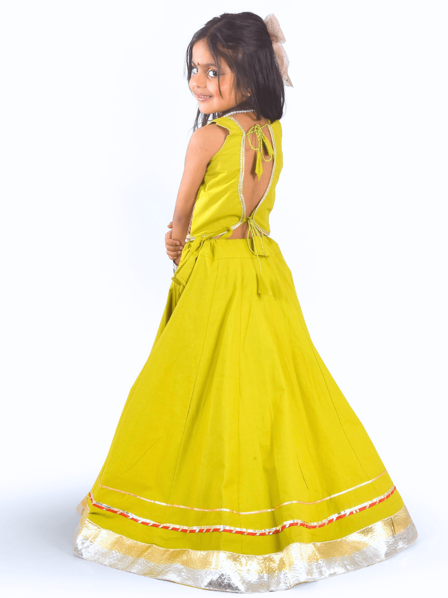 Yellow & Orange Embroidered Work Lehenga Choli Set