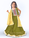 Olive Green & Mustard Embroidered Lehenga Choli Set Thumb
