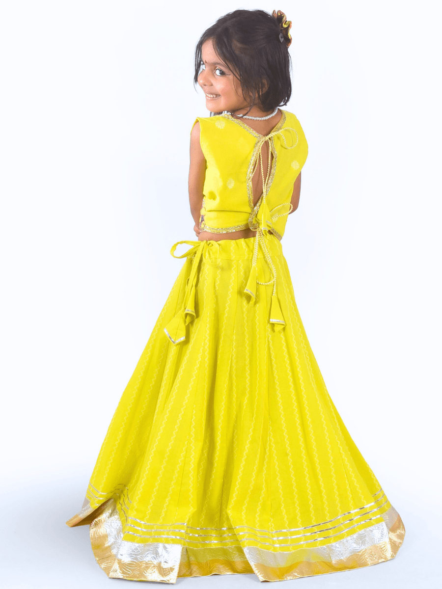 Sunshine Yellow & Purple Embroidered Lehenga Choli Set