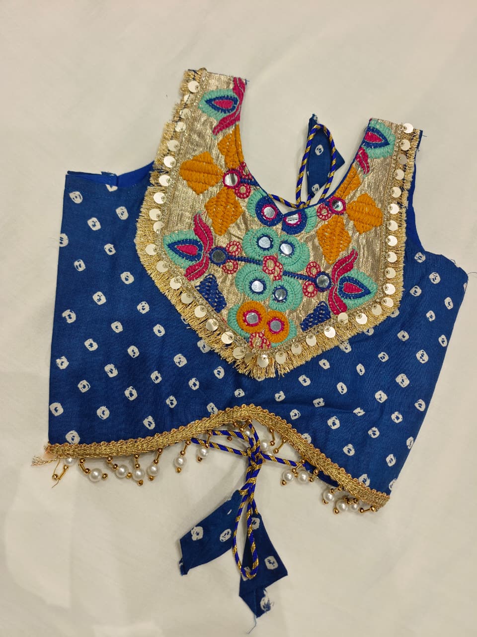 Blue & Yellow Bandhani Lehenga Choli