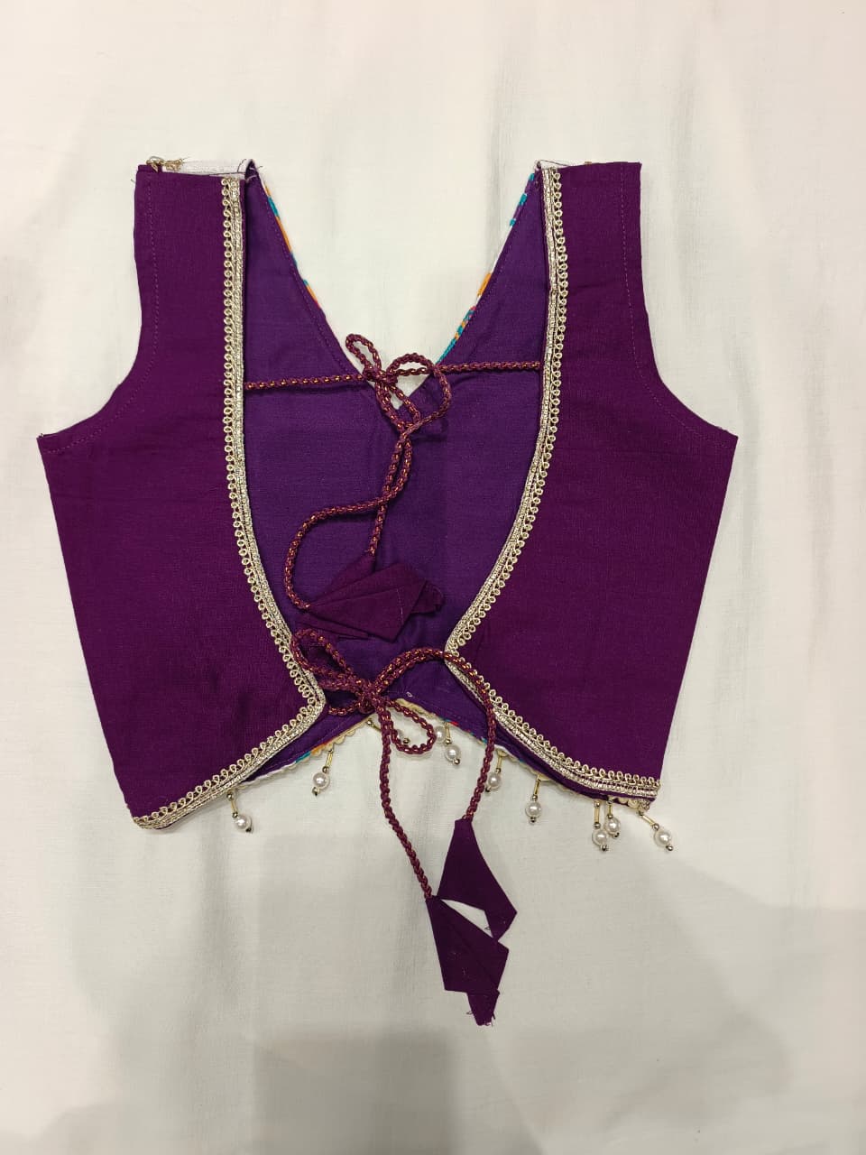 Purple & Cream Embroidered Lehenga Choli Set