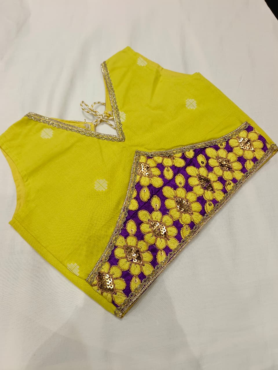 Sunshine Yellow & Purple Embroidered Lehenga Choli Set