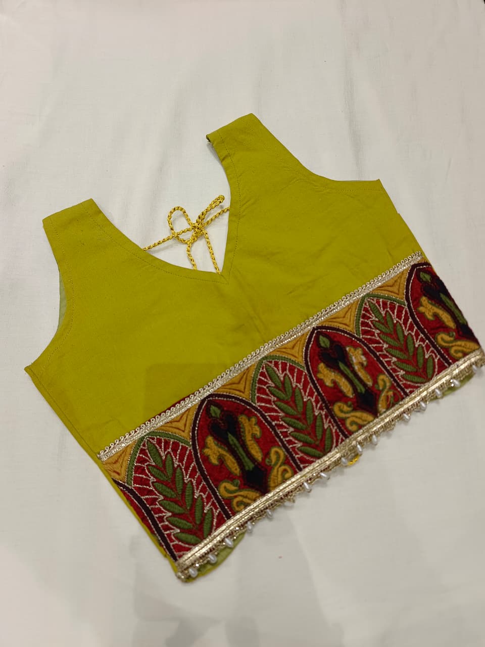 Yellow & Orange Embroidered Work Lehenga Choli Set