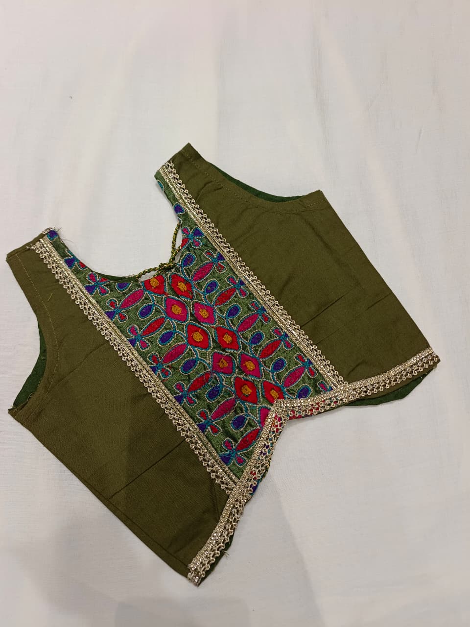 Olive Green & Mustard Embroidered Lehenga Choli Set