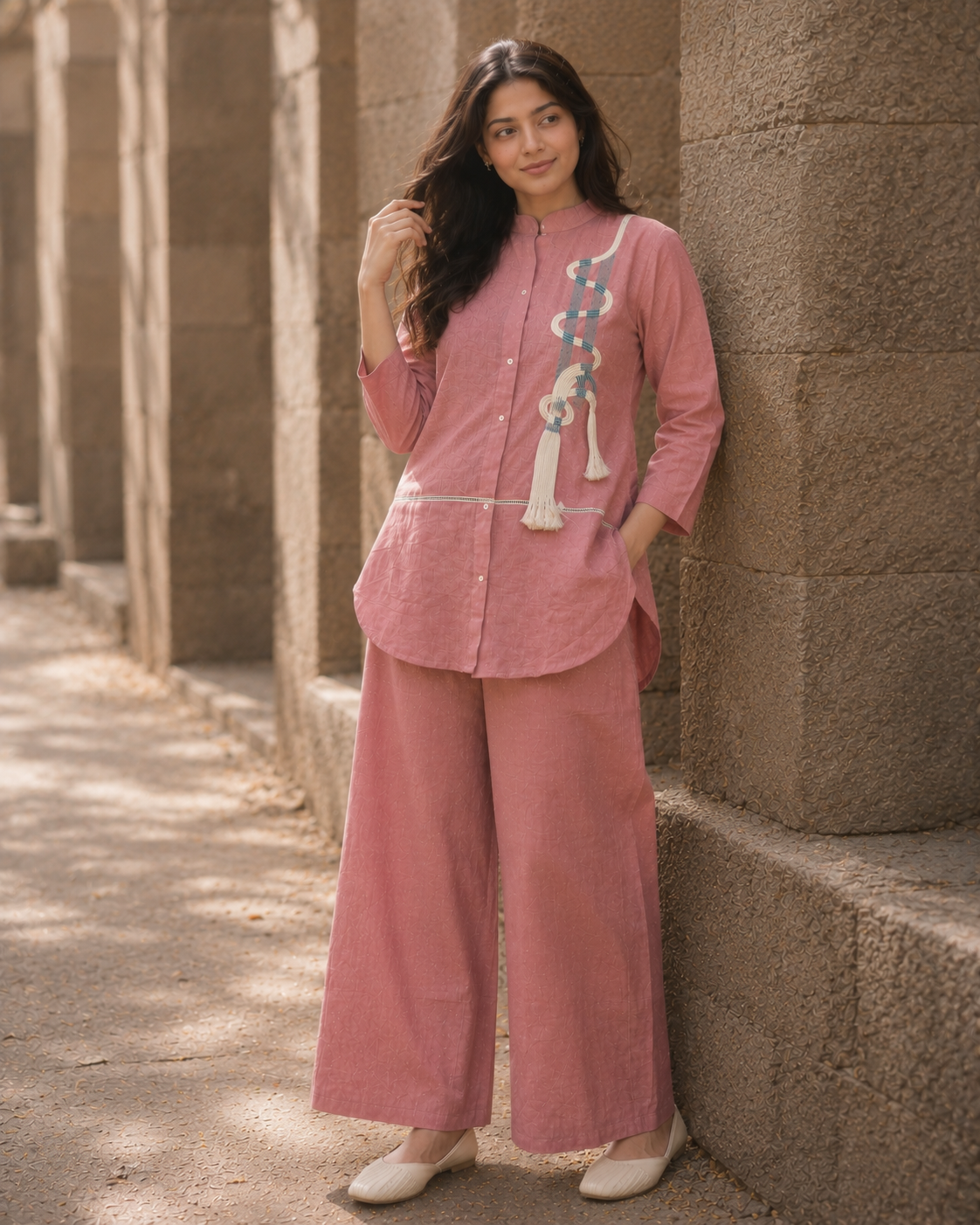 Blush Pink Embroidered Co-ord Set